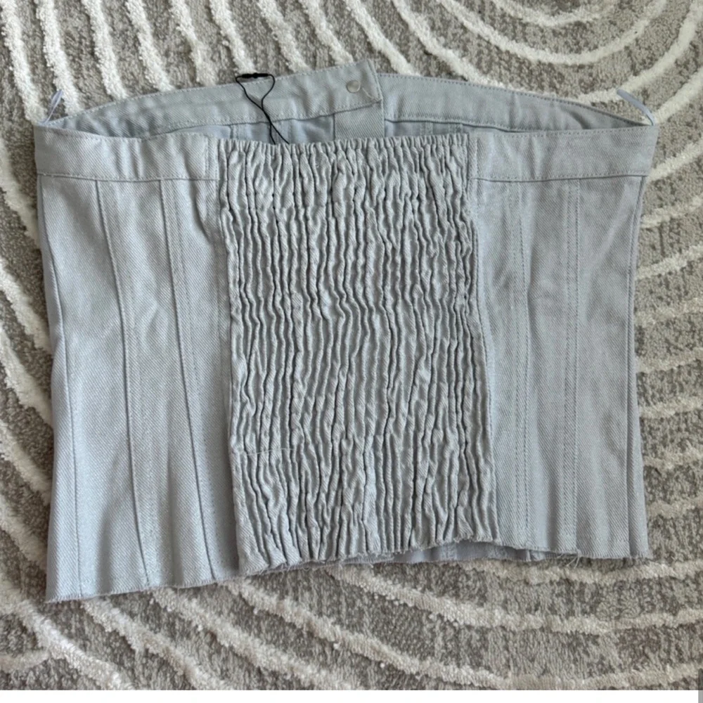 Zara denim button up shimmery tube top
